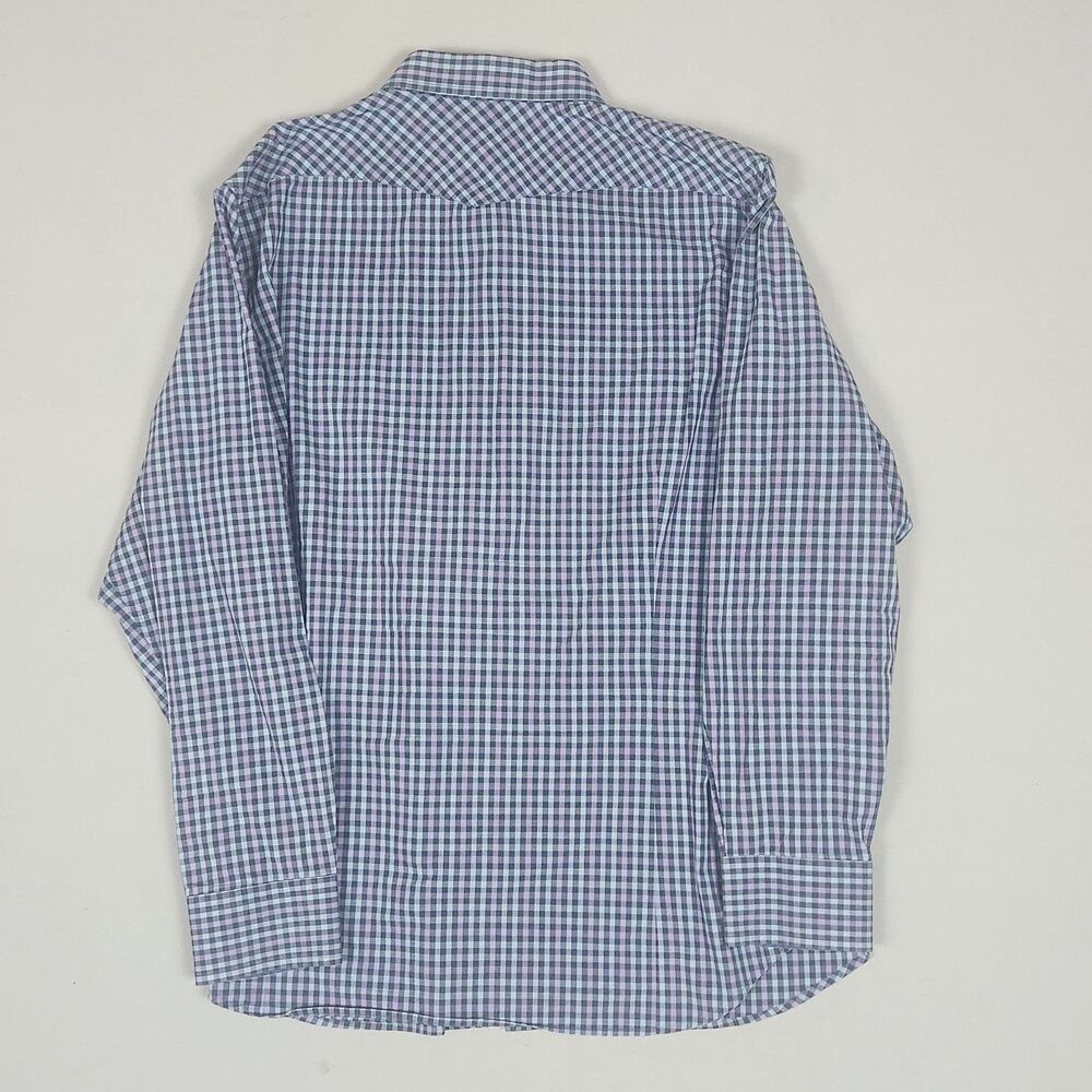 Banana Republic XL Plaid Snap Button Shirt Western Blue Purple Mens XL Stretch - Picture 3 of 8